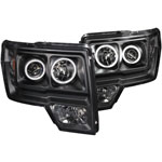 ANZO USA Ford Raptor Projector Headlights W/ Halo Black (Ccfl); 2009-2014