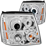 ANZO USA Cadillac Escalade Projector Headlights W/ Halo Chrome (Ccfl) (Hid Compatible); 2003-2006