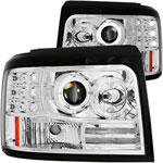 ANZO USA Ford Bronco Projector Headlights W/ Halo Chrome W/ Side Markers & Parking Lights