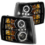 ANZO USA Chevrolet Silverado Hd Projector Headlights W/ Halo Black