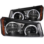 ANZO USA Chevrolet Silverado Crystal Headlights W/ Halo Black