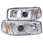 ANZO USA GMC Sierra Projector Headlights W/ U-Bar Chrome; 1999-2006