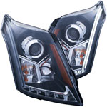 ANZO USA Cadillac Srx Projector Headlights W/ Plank Style Design Black