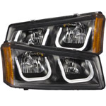 ANZO USA Chevrolet Avalanche W/O Body Cladding Projector Headlights W/ U-Bar Black