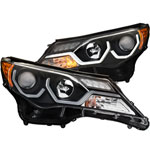 ANZO USA Toyota Rav4 Projector Headlights W/ Plank Style Design Black; 2013-2015