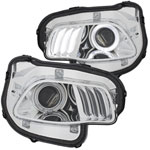 ANZO USA Jeep Cherokee Projector Headlights Chrome Clear W/ White & Red; 2014-2017