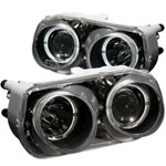 ANZO USA Acura Integra Projector Headlights W/ Halo Black; 1994-1997