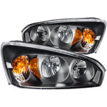 ANZO USA Chevrolet Malibu Crystal Headlights Black; 2004-2007