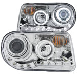 ANZO USA Chrysler 300c Projector Headlights W/ Halo Chrome (Ccfl) G2; 2005-2010