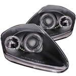 ANZO USA Mitsubishi Eclipse Projector Headlights W/ Halo Black; 2000-2005