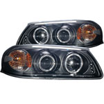 ANZO USA Chevrolet Impala Projector Headlights W/ Halo Black; 2000-2005