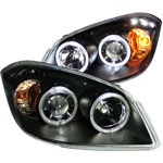 ANZO USA Chevrolet Cobalt Projector Headlights W/ Halo Black W/ Led; 2005-2010