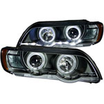 ANZO USA Bmw X5 E53 Projector Headlights W/ Halo Black