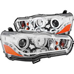 ANZO USA Mitsubishi Lancer Projector Headlights W/ Halo Chrome (Ccfl); 2008-2015