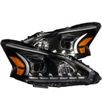 ANZO USA Nissan Altima Projector Headlights W/ Plank Style Design Black