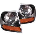 ANZO USA Ford Expedition Harley - Davidson Style Corner Lights Black W/ Amber Reflector; 1997-2003