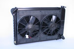 DeWitts Radiator and Fan Corvette, BB Manual 2 row 1" Tube, Dual 11" Fans and, Black Ice