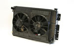 DeWitts Radiator and Fan Camaro BB, 23.5" Core CF, Manual, Dual 11" Spal Fans, Black Ice; 1967-1969