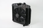 DeWitts Radiator and Fan Chevy TRI-V, V8 mount, DF, Manual, Single 16" Fan, Black Ice; 1955-1957