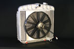 DeWitts Radiator and Fan Chevy TRI-V, V8 mount, DF, Auto, Single 16" Fan, Natural; 1955-1957