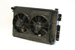 DeWitts Radiator and Fan Camaro BB, 23.5" Core CF, Auto, Dual 11" Spal Fans, Black Ice; 1967-1969