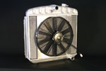 DeWitts Radiator and Fan Chevy TRI-V, V6 mount, DF, Manual, Single 16" Fan, Natural; 1955-1957