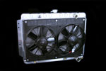 DeWitts Radiator and Fan Chevelle SB / BB DF Auto, Dual 12" Fans, Natural; 1964-1965