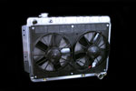 DeWitts Radiator and Fan Chevelle SB / BB DF Auto, Dual 12" Fans, Natural; 1966-1967