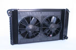 DeWitts Radiator and Fan Firebird/Trans Am 27.5" Core Dual 11" Spal Fans, Black Ice; 1970-1981