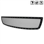 SPEC-D Tuning GMC Sierra 1500 Grille Insert - Rivet Style - Steel/Black - Cut & Drill Req; 2003-2006