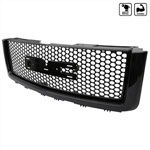 SPEC-D Tuning GMC Sierra 1500 Ld Mesh Grille - Glossy Black Round Hole; 2007-2013