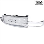 SPEC-D Tuning GMC Sierra Front Upper Grilles Mesh Chrome; 1999-2002