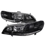 Honda Accord Crystal Housing Headlights Black; 1998-2002