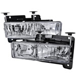 Spec-D Tuning Chevrolet C10 Crystal Housing Headlights Chrome; 1988-1998