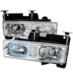 Spec-D Tuning Chevrolet C10 Crystal Housing Headlights Chrome; 1988-1998