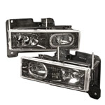 Spec-D Tuning Chevrolet C10 Crystal Housing Headlights Black; 1988-1998