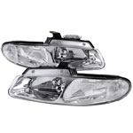 Dodge Caravan Euro Headlights Chrome Housing; 1996-1996