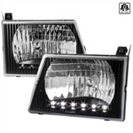 Spec-D Tuning Ford Econoline Euro Headlight Black Housing With Led