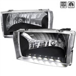 Spec-D Tuning Ford F250 Led Headlight Black Housing; 1999-2004