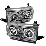 Spec-D Tuning Toyota Land Cruiser Crystal Housing Headlights Chrome With Halo