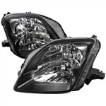 SPEC-D Tuning Honda Prelude Euro Headlights Black; 1997-2001