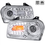 Spec-D Tuning Chrysler 300 Projector Headlight Chrome Housing; 2005-2010