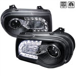 Spec-D Tuning Chrysler 300c Projector Headlight - Black; 2005-2010