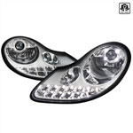 SPEC-D Tuning Porsche Boxter Projector Headlights - Chrome With LED Time Time Running Lights; 1997-2004