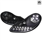 SPEC-D Tuning Porsche Boxter Projector Headlight - Black With LED Day Time Running Lights; 1997-2004