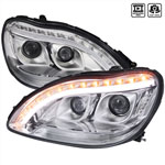 Spec-D Tuning Mercedes Benz W220 Projector Headlight Chrome- Not Compatible With Factory Xenon