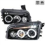 Spec-D Tuning Dodge Charger Halo Led Projector Black; 2005-2010