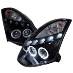 Spec-D Tuning Infiniti G35 Projector Headlight Gloss Black Housing Smoke Lens Compatible With Factory Hid; 2003-2005