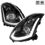 SPEC-D Tuning Infiniti G35 Projector Headlight With Sequential Signal For 2 Door Models With Factory Xenon Black; 2003-2005