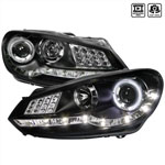 Spec-D Tuning Volkswagen Golf Projector Headlight R8 Style Black Housing With Led Signal